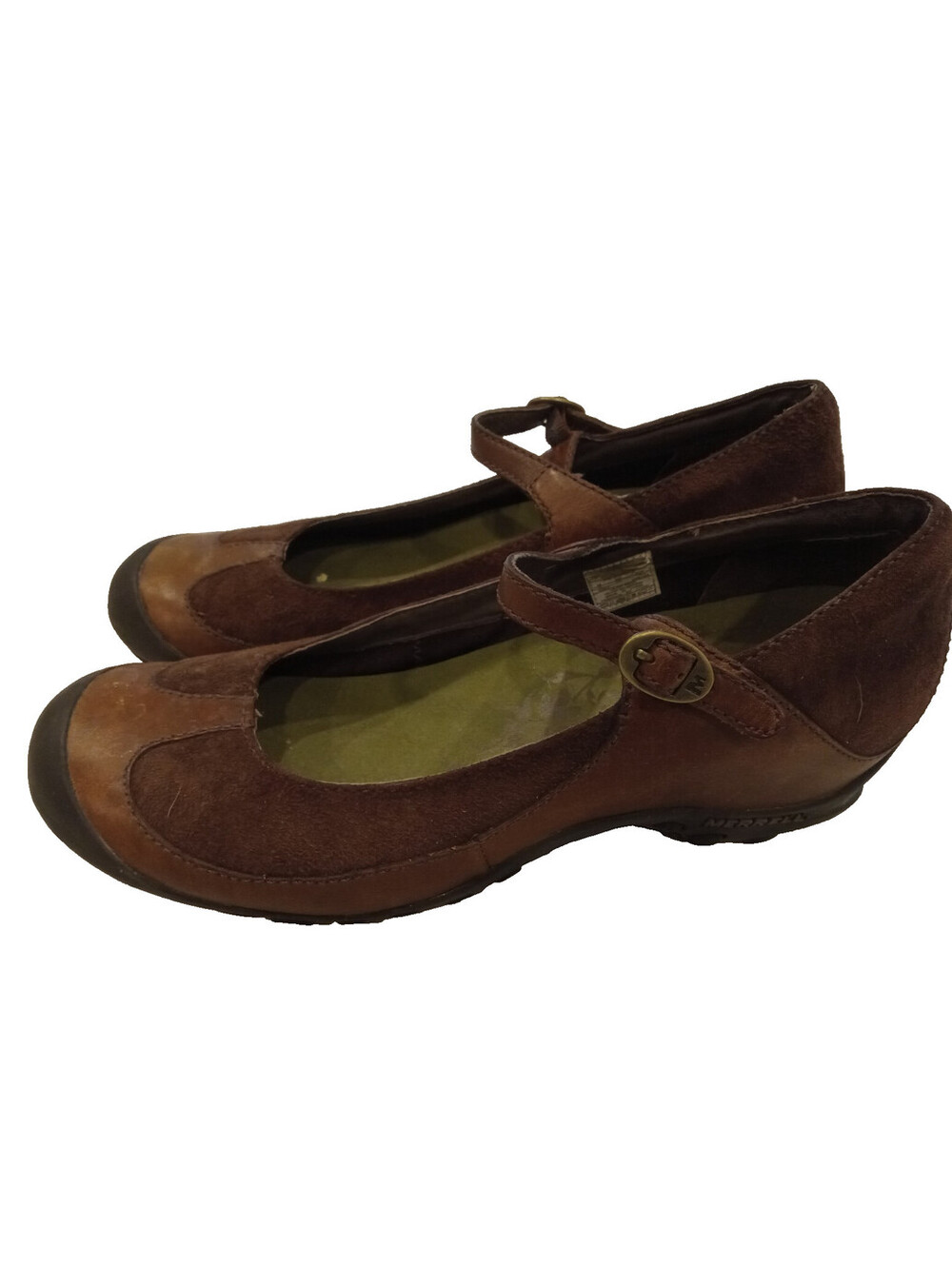 Merrell Plaza MJ Saddle Shoes Womens 10 Brown Leather Suede Mary Jane Flats
